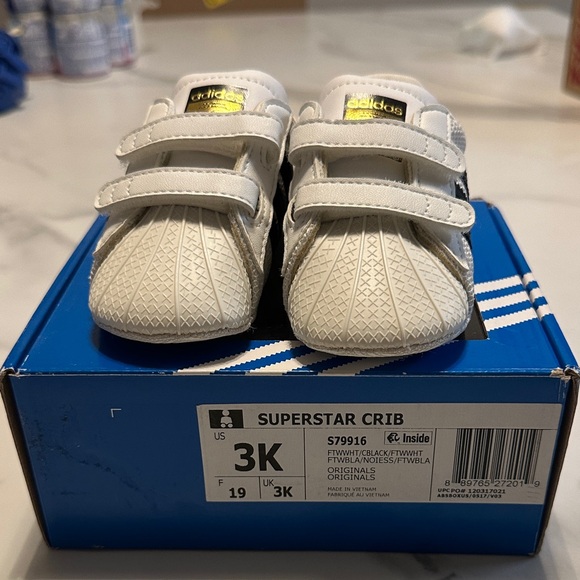 Adidas Superstar Crib Shoes - White and Gold - Picture 1 of 2